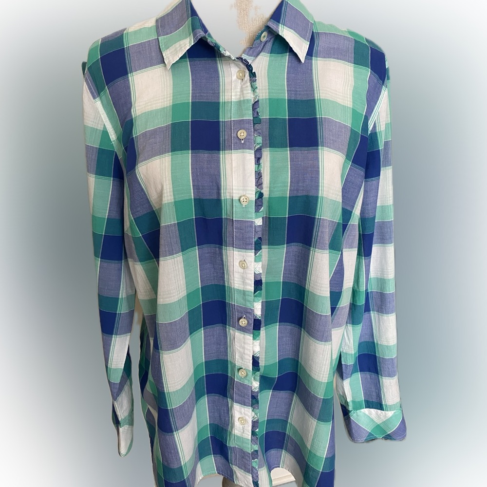 Talbots XL plaid top